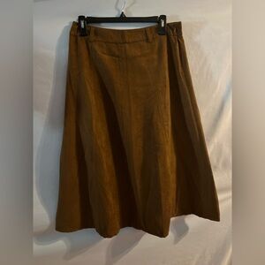 Duck head western A-line midi skirt Brown faux suede Sz 6